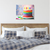 Rainbow Birthday Cake Canvas Afdruk (Insitu (Slaapkamer))
