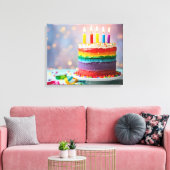Rainbow Birthday Cake Canvas Afdruk (Insitu (Woonkamer))
