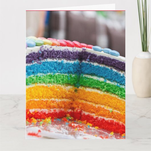 RAINBOW BIRTHDAY CAKE GIANT WENSKAART KAART (Voorkant)