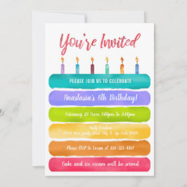 Rainbow Birthday Cake Party Kaart