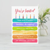 Rainbow Birthday Cake Party Kaart (Staand voorkant)