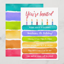 Rainbow Birthday Cake Party Kaart