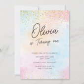 Rainbow Birthday Colorful Waterverf Gold Glitter Kaart (Voorkant)