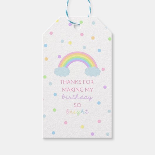 Rainbow Birthday Dank u Labels Cadeaulabel (Voorkant)