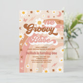 Rainbow Birthday, Groovy Babe Peace Party Kaart (Staand voorkant)