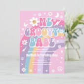 Rainbow Birthday, Groovy Babe Peace Party Kaart (Staand voorkant)