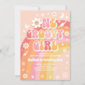 Rainbow Birthday, Groovy Girl Peace Love Party Kaart (Voorkant)