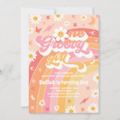 Rainbow Birthday, Groovy Girl Peace Love Party Kaart (Voorkant)