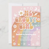 Rainbow Birthday, Groovy Girl Peace Love Party Kaart (Voorkant)