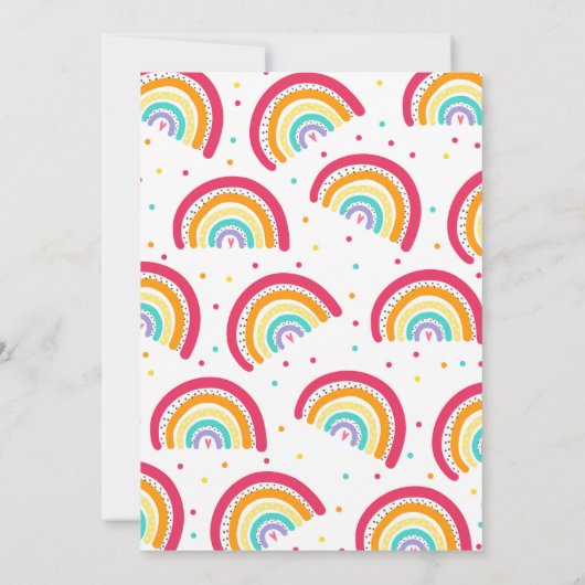 Rainbow Birthday Invitation Bright Rainbow Party Kaart (Achterkant)