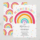 Rainbow Birthday Invitation Bright Rainbow Party Kaart (Voorkant / Achterkant)