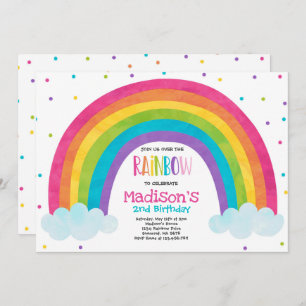 Rainbow Birthday Invitation Bright Rainbow Party Kaart