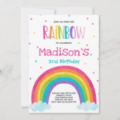 Rainbow Birthday Invitation Bright Rainbow Party Kaart (Voorkant)