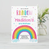 Rainbow Birthday Invitation Bright Rainbow Party Kaart (Staand voorkant)