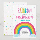 Rainbow Birthday Invitation Bright Rainbow Party Kaart (Voorkant / Achterkant)
