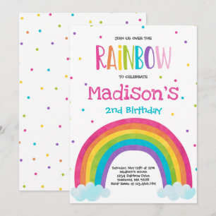 Rainbow Birthday Invitation Bright Rainbow Party Kaart