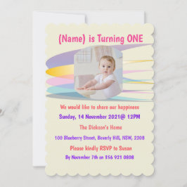 Rainbow Birthday Invitation Card Kaart