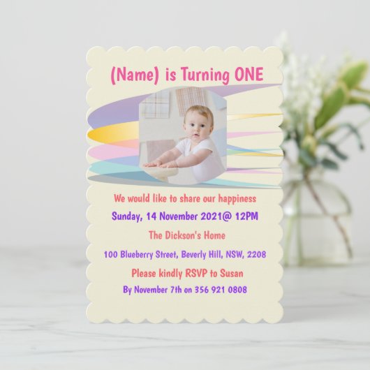 Rainbow Birthday Invitation Card Kaart (Staand voorkant)