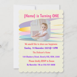 Rainbow Birthday Invitation Card Kaart