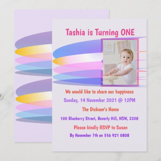 Rainbow Birthday Invitation Card Kaart (Voorkant / Achterkant)