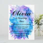 Rainbow Birthday Invitation Colorful Waterverf Kaart (Staand voorkant)