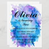 Rainbow Birthday Invitation Colorful Waterverf Kaart (Voorkant / Achterkant)