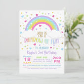 Rainbow Birthday Invitation - Girl Pastel Kaart (Staand voorkant)