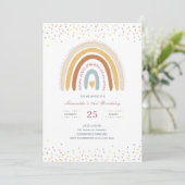 Rainbow Birthday Invitation Girls Kaart (Staand voorkant)
