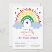 Rainbow Birthday Invitation in Primary Colors Kaart (Voorkant)
