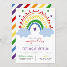 Rainbow Birthday Invitation in Primary Colors