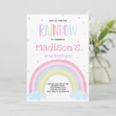 Rainbow Birthday Invitation Pastel Rainbow Party Kaart (Staand voorkant)