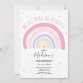 Rainbow Birthday Invitation Pastel Rainbow Party Kaart (Voorkant)