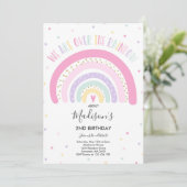 Rainbow Birthday Invitation Pastel Rainbow Party Kaart (Staand voorkant)