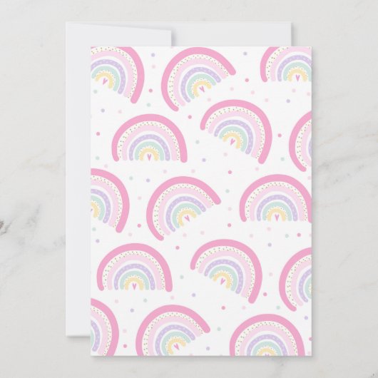 Rainbow Birthday Invitation Pastel Rainbow Party Kaart (Achterkant)