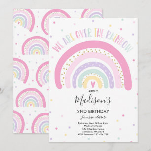Rainbow Birthday Invitation Pastel Rainbow Party Kaart