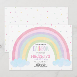 Rainbow Birthday Invitation Pastelregenboogfeest Kaart