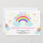 Rainbow Birthday Invitation, Rainbow of Fun Invita Kaart (Voorkant)