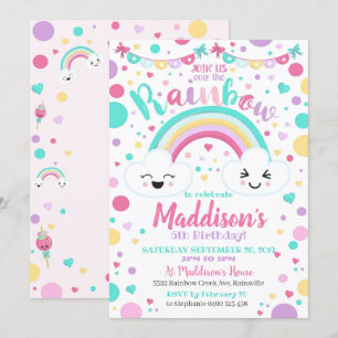 Rainbow Birthday Invitation - Rainbow Party Kaart