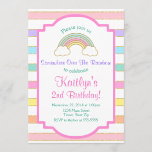 Rainbow Birthday Invitation roze Girl Invite Kaart