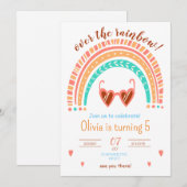 Rainbow Birthday Invitation Waterverf Rainbow Kaart (Voorkant / Achterkant)