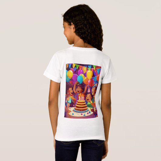 Rainbow Birthday Joy T-shirt (Achterkant volledig)