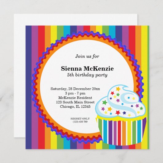 Rainbow Birthday Kaart (Voorkant / Achterkant)