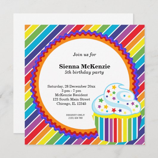 Rainbow Birthday Kaart (Voorkant / Achterkant)