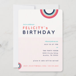 Rainbow Birthday Kinder Pink Blue Blauwgroen Party Kaart