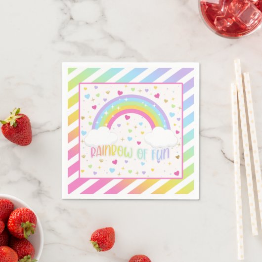 Rainbow Birthday Napkin - Pastel Servet (Insitu)