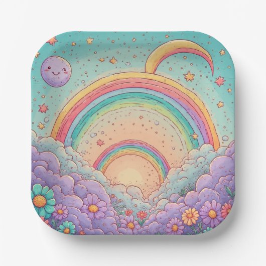 rainbow Birthday or Shower  Papieren Bordje (Voorkant)