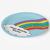 "Rainbow Birthday" papieren Borden Bordje (Gekanteld)