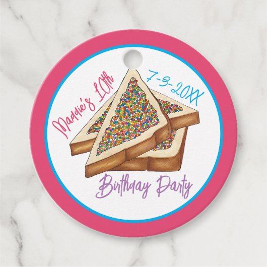 Rainbow Birthday Party Australian Fairy Bread Food Bedankjes Labels (Voorkant)