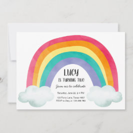 Rainbow Birthday Party Clouds Waterverf Girl Kaart