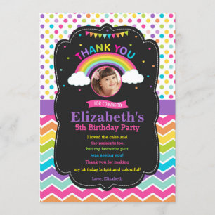Rainbow Birthday Party Dank je wel foto Bedankkaart